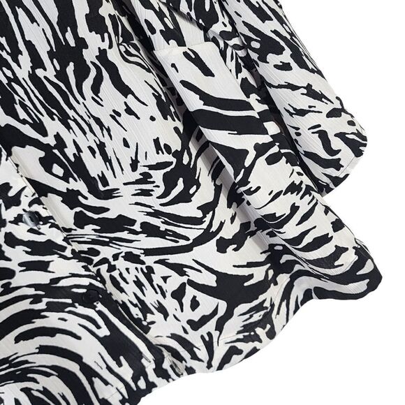 JMS Just My Size Black & White Animal Print Button Down Blouse Top 1x - Picture 5 of 8